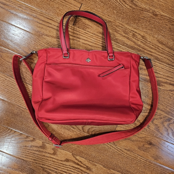 Kate Spade Red Nylon Medium Satchel Purse - Picture 6 of 10